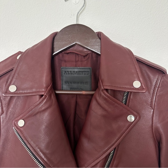 AllSaints Burgundy Lamb Leather Jacket – New Without Tags - Picture 7 of 8